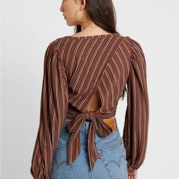 Free People Fall Nights Wrap Front Top Open Back Size Small - Picture 5 of 12